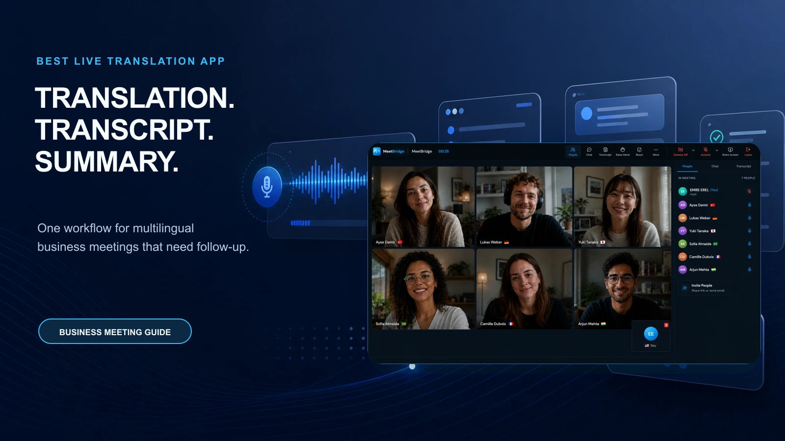 Best Live Translation App for Business Meetings: Transcript, and Summary in One Workflow