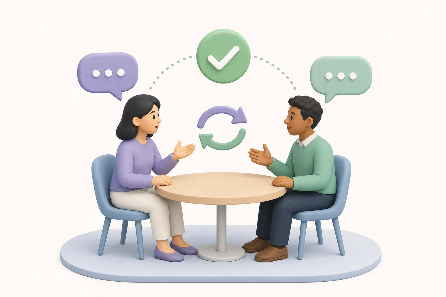 Confirmation loop preventing meaning drift in multilingual discussion