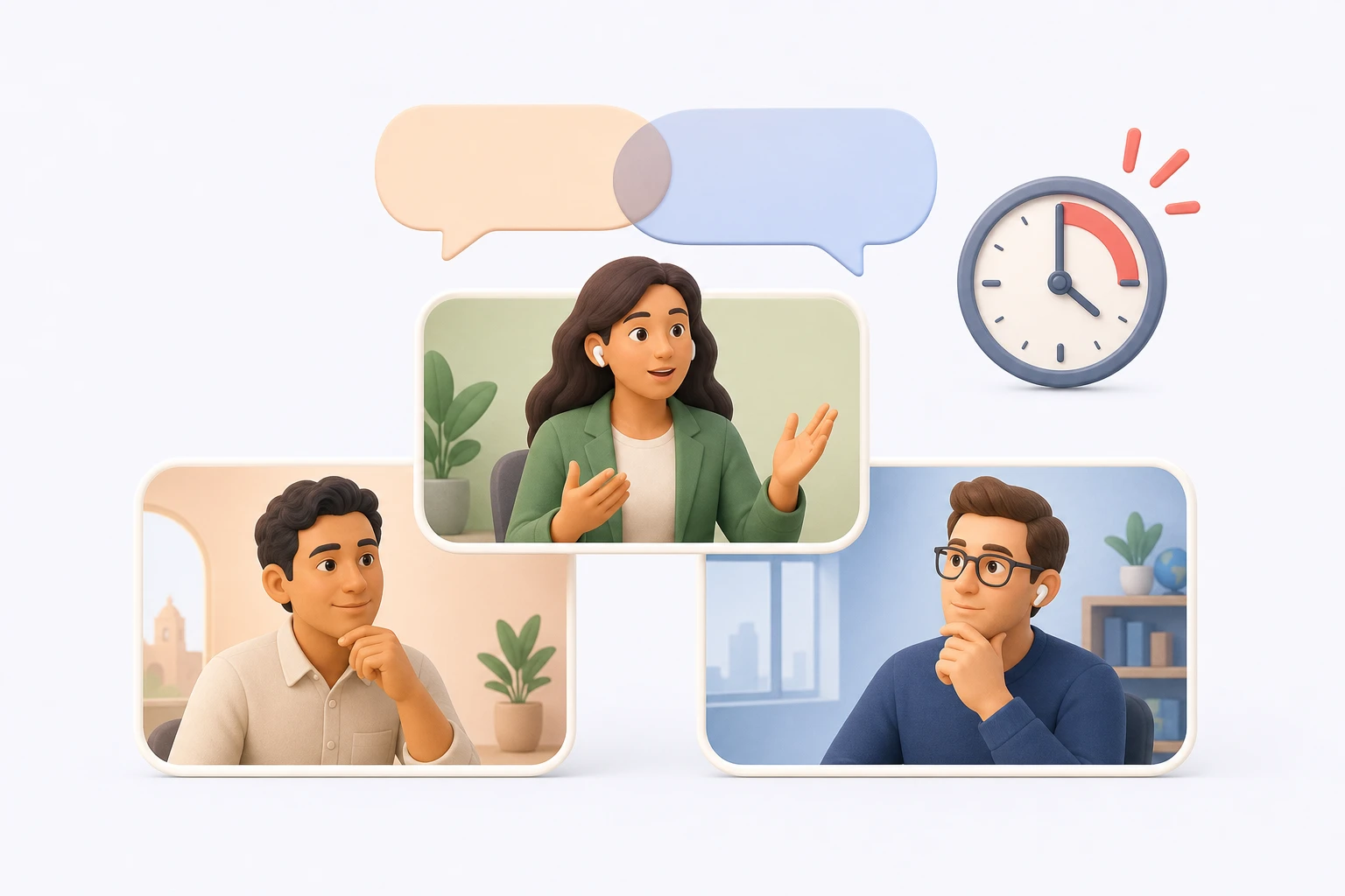 Multilingual video call with language switching and time pressure
