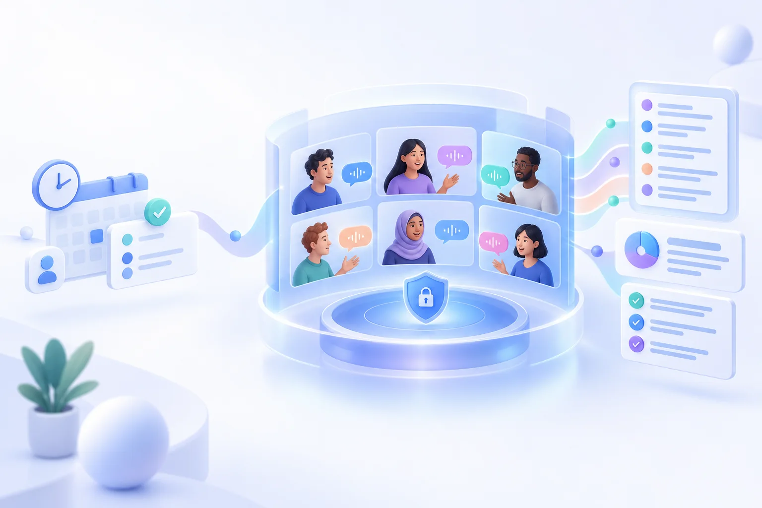 When language barriers make a Zoom call hard to follow, MeetBridge offers a dedicated multilingual meeting room where translated voice, transcript context, and the post-meeting record stay connected.